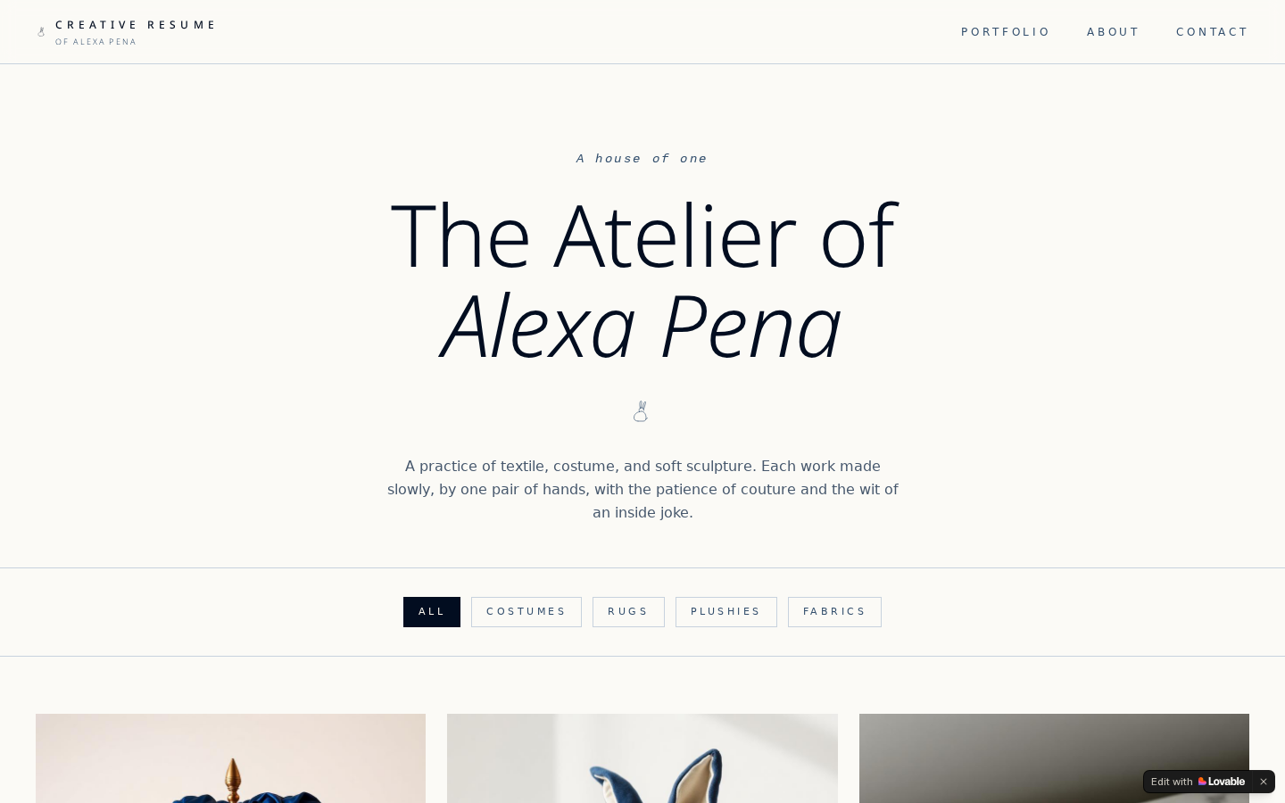 Alexa Pena Studio (CRAP) — landing page