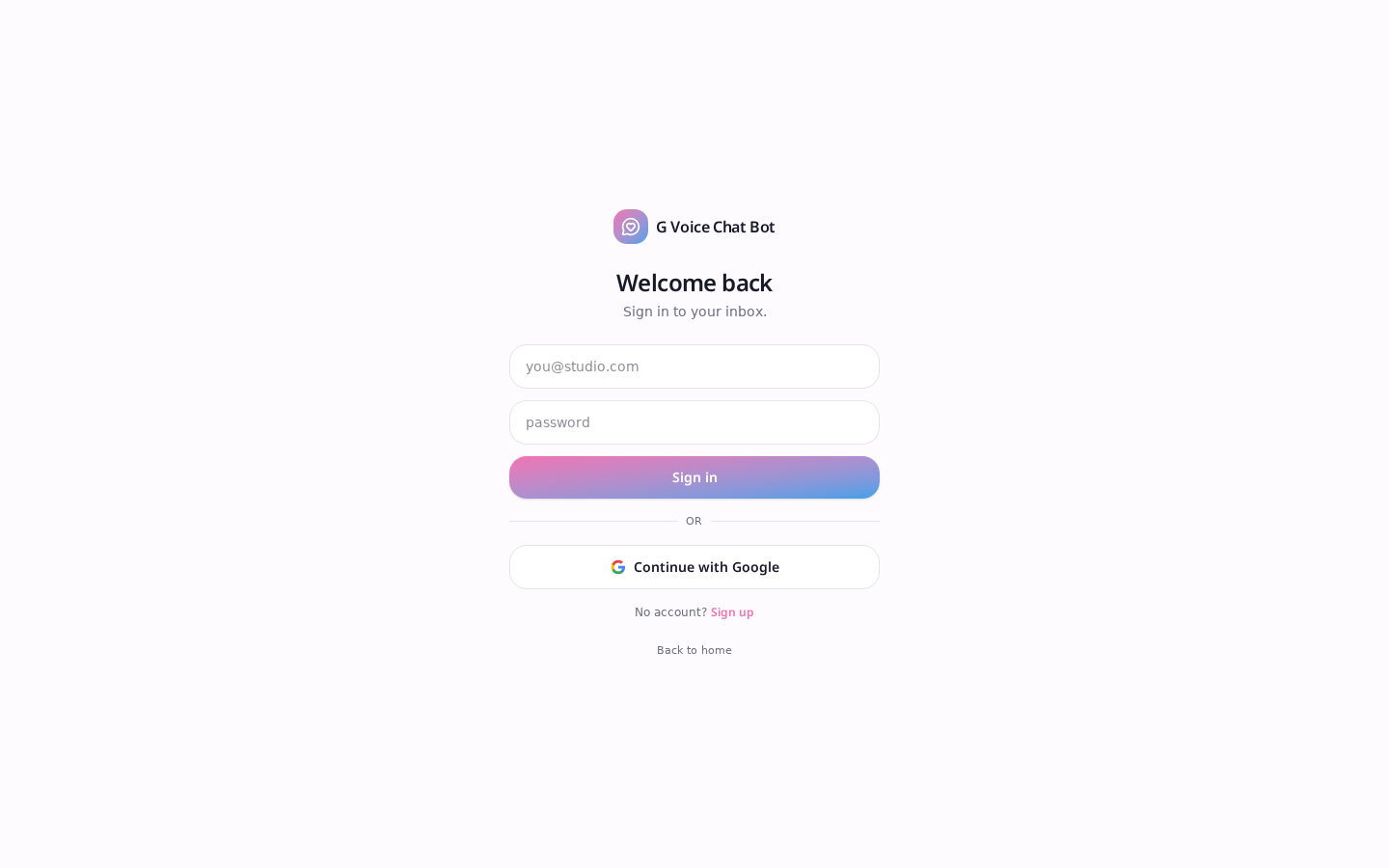G Voice Chat Bot — landing page
