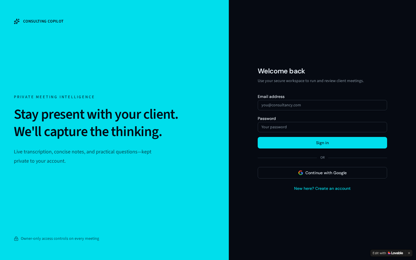 Insightful AI Assistant — landing page
