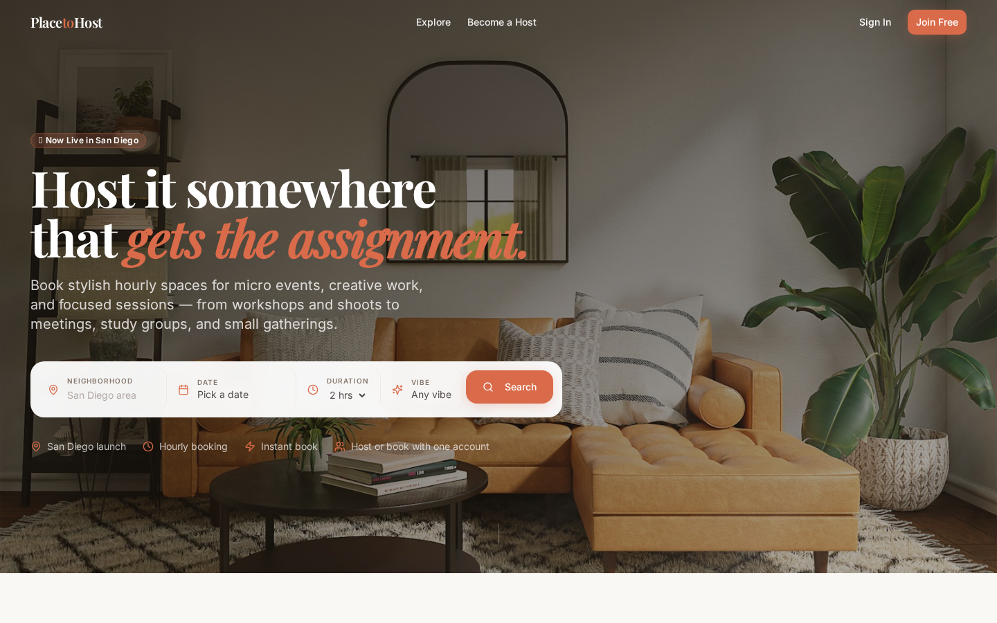 Place to Host — landing page