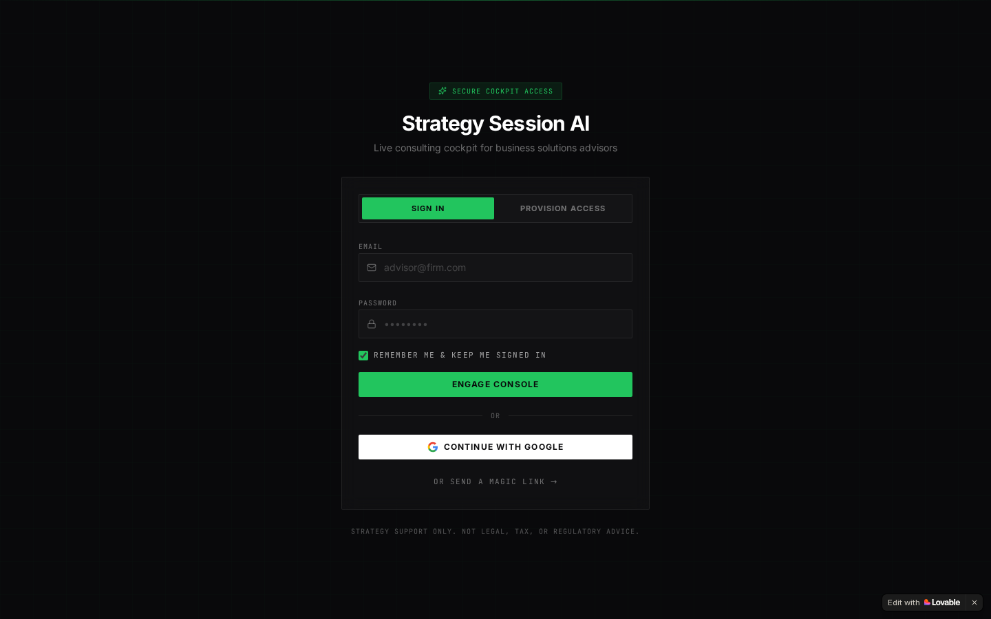 Strategy AI Assistant — landing page